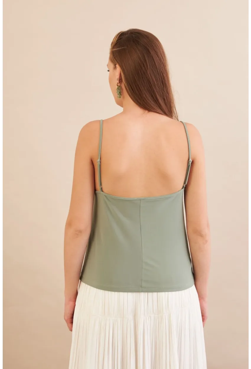 Kadın Çağla Melanj Degaje Yaka Bluz LPP1286-90