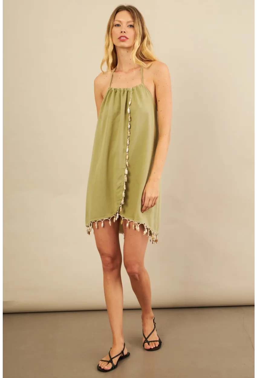 Kadın Çağla Yeşili Deniz Kabuğu Detaylı Play Elbisesi KED0051-90