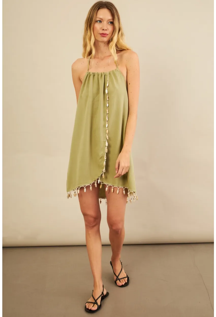 Kadın Çağla Yeşili Deniz Kabuğu Detaylı Play Elbisesi KED0051-90