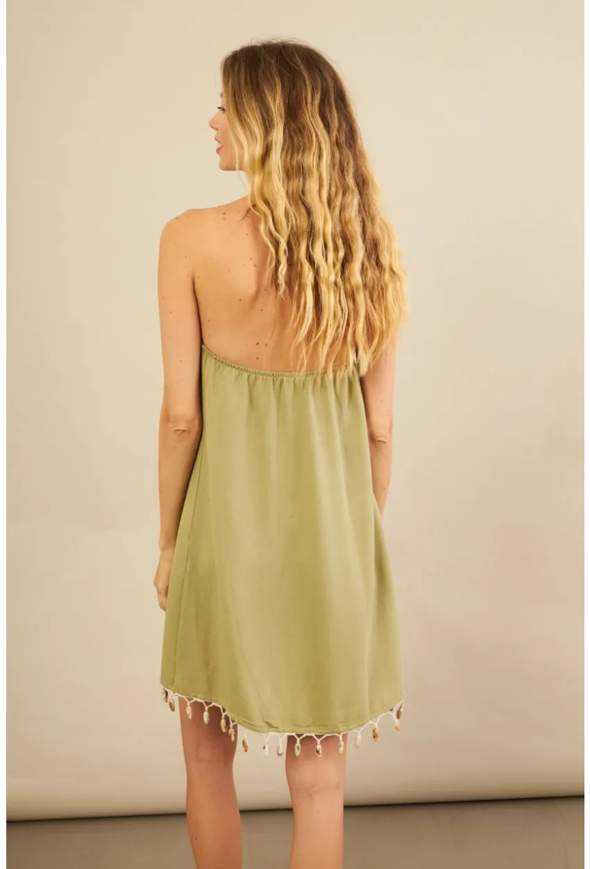 Kadın Çağla Yeşili Deniz Kabuğu Detaylı Play Elbisesi KED0051-90