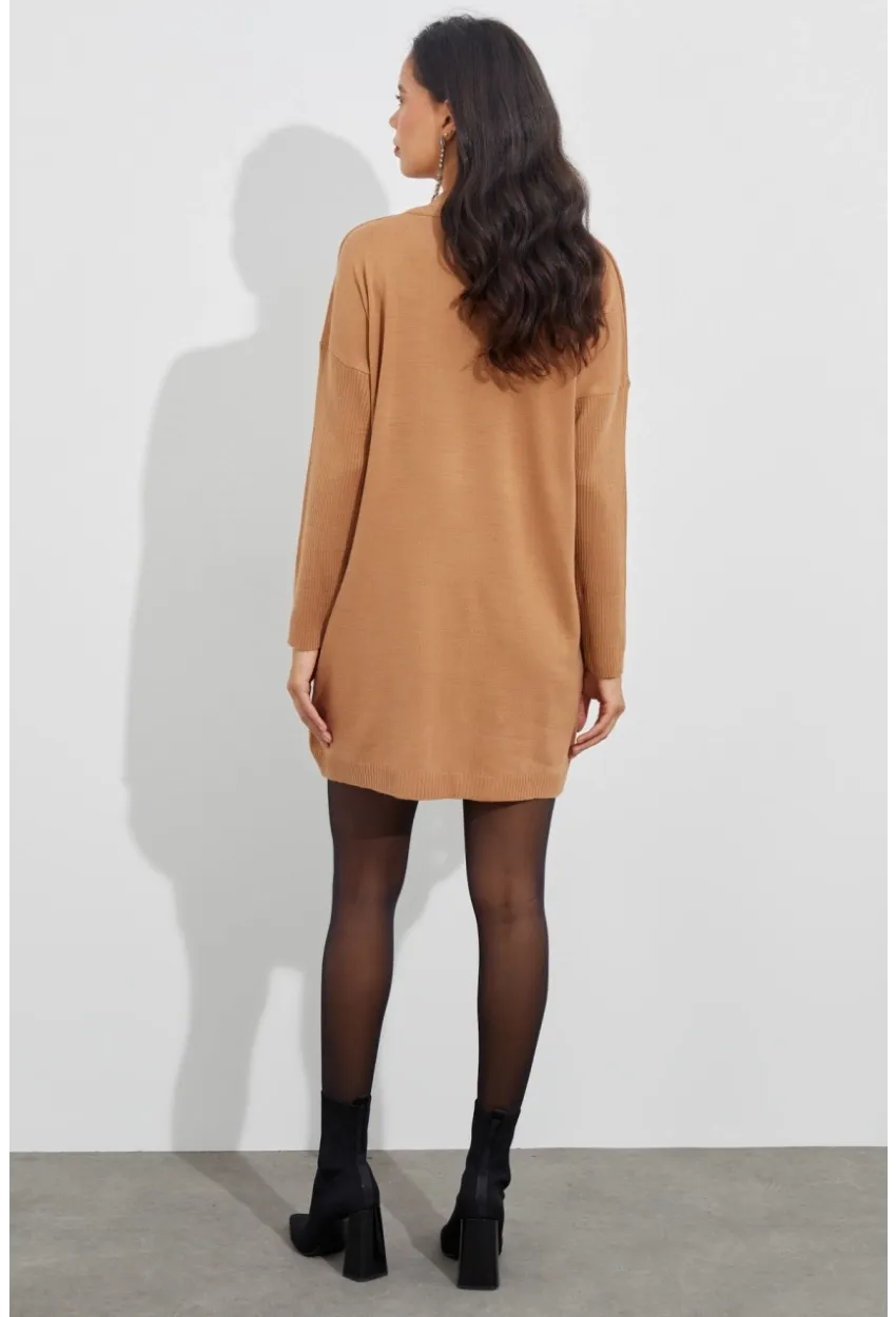 Kadın Camel Triko Tunik YV110