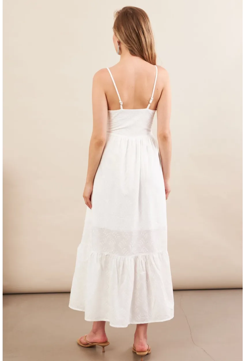 Kadın Ekru Ayarlanabilir Askılı Fistolu Midi Elbise İRE100