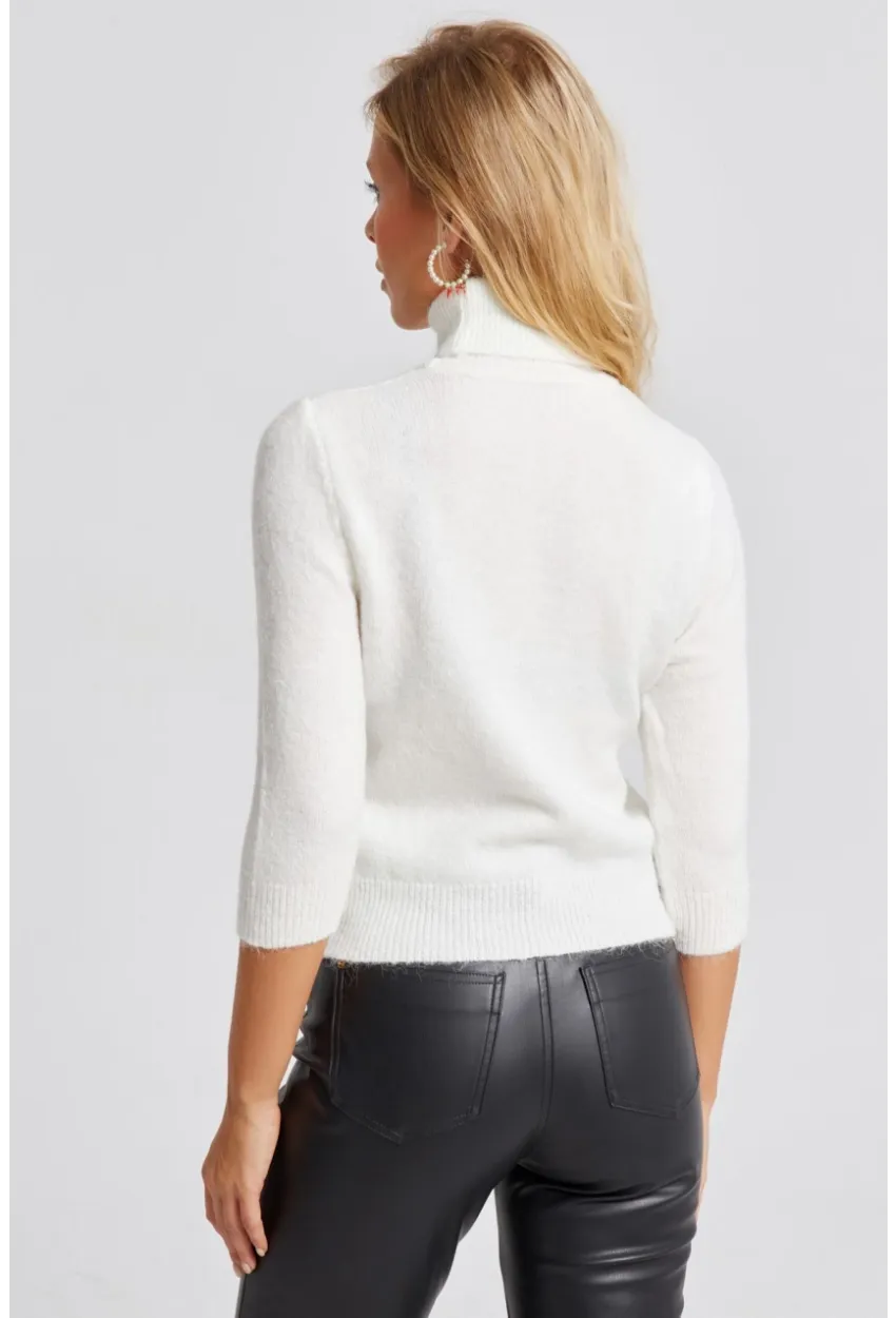 Kadın Ekru Balıkçı Yaka Triko Kazak KZ2499
