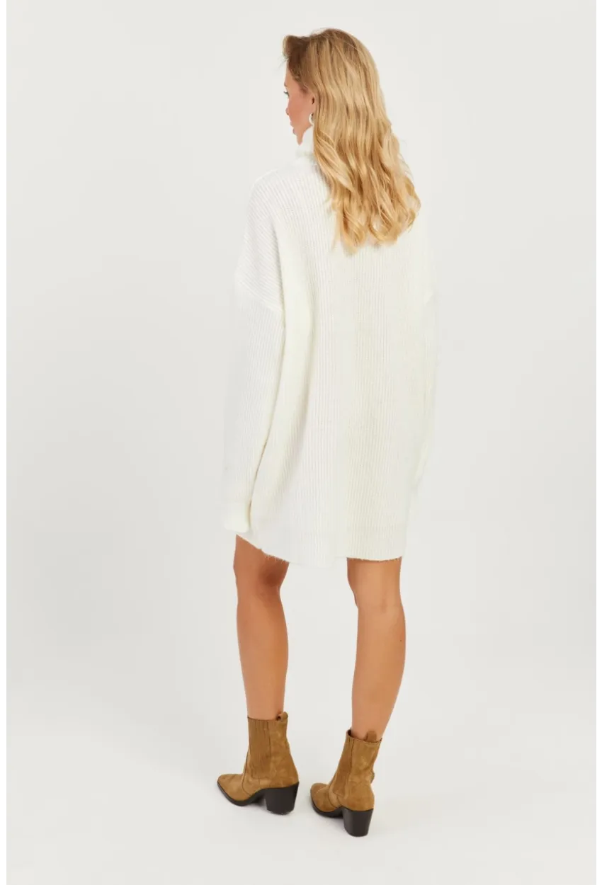 Kadın Ekru Balıkçı Yaka Triko Tunik KZ2504