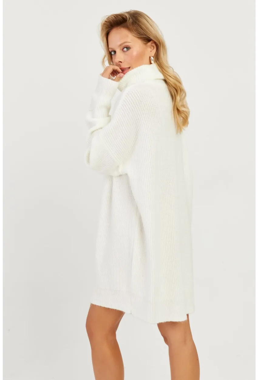 Kadın Ekru Balıkçı Yaka Triko Tunik KZ2504