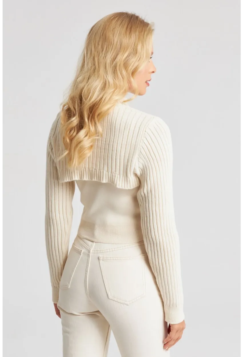 Kadın Ekru Bolerolu Triko Takım YZ524