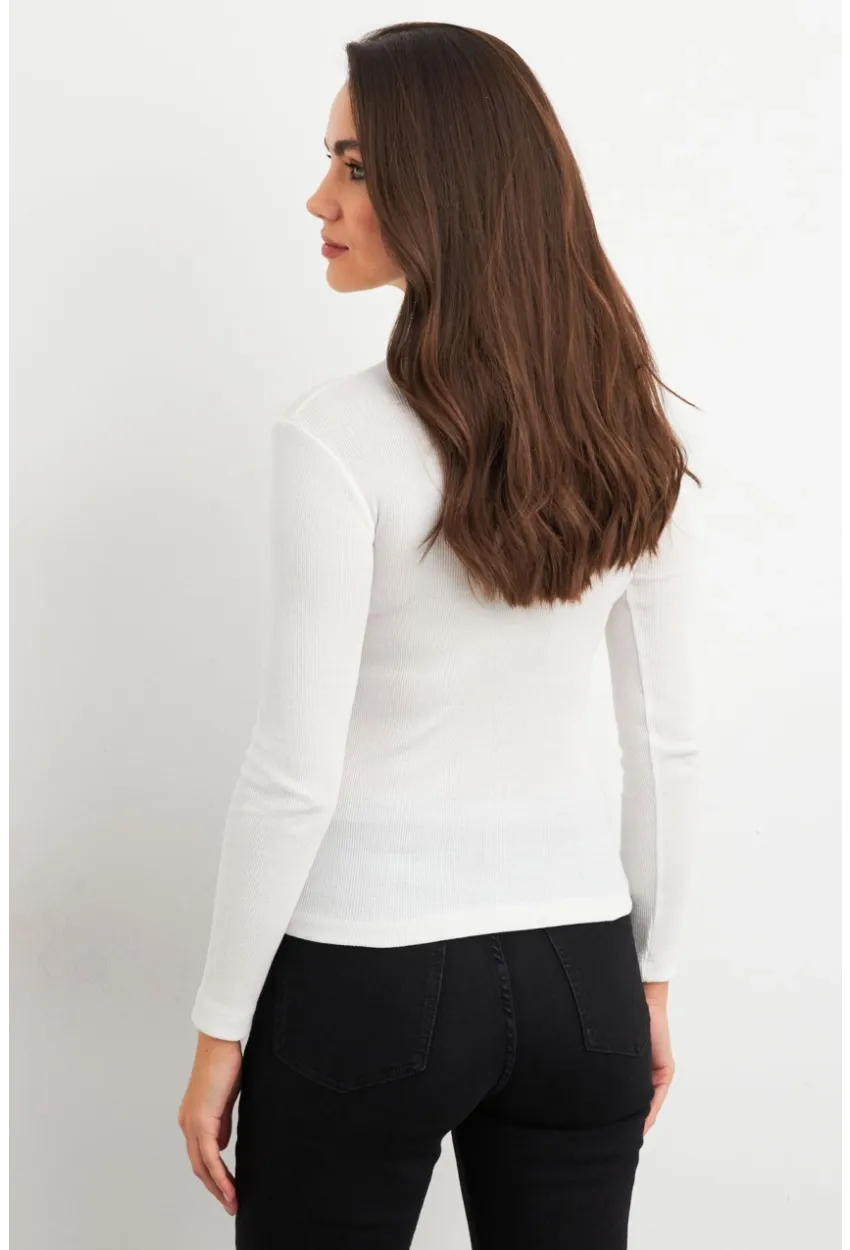 Kadın Ekru Çıtçıtlı Kaşkorse Bluz EY2983