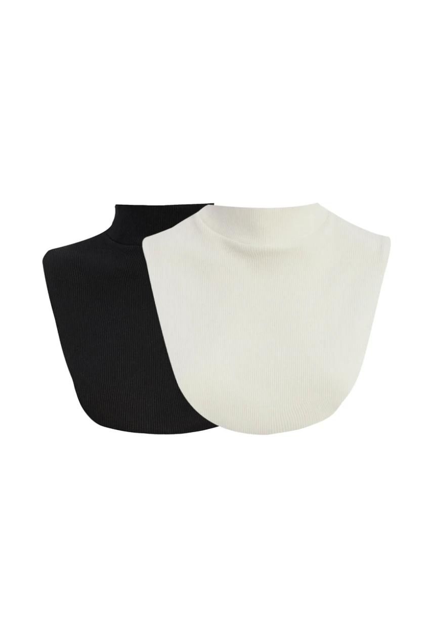 Kadın Ekru-Siyah Sahte Yaka Boyunluk XL2041