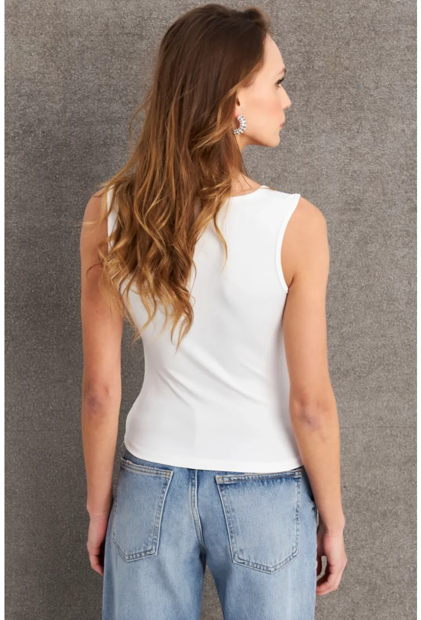 Kadın Ekru Kare Yaka Bluz TF64