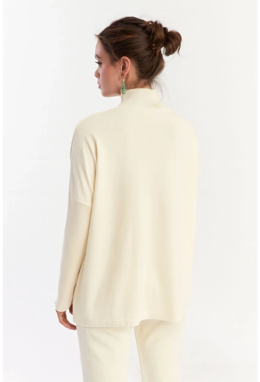 Kadın Ekru Salaş Triko Bluz YV289