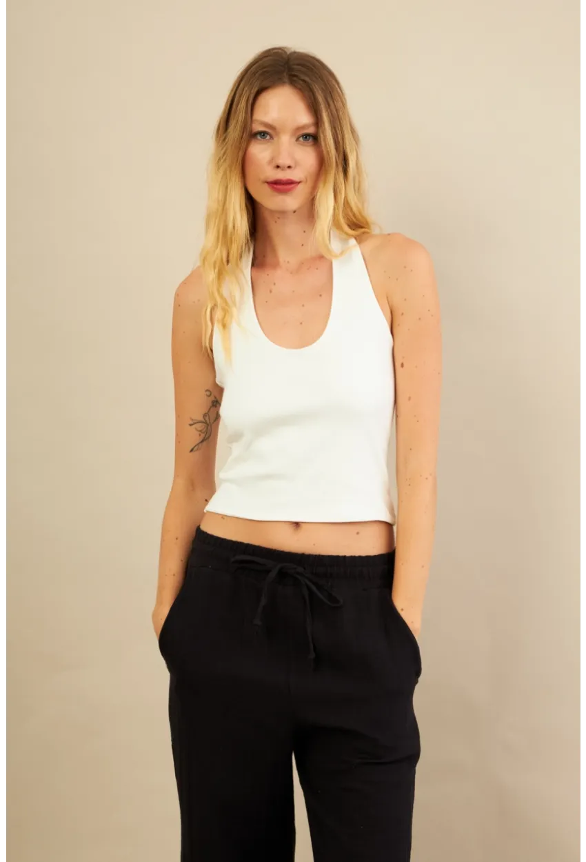 Kadın Ekru Sırtı Açık Bluz LPP1244-90