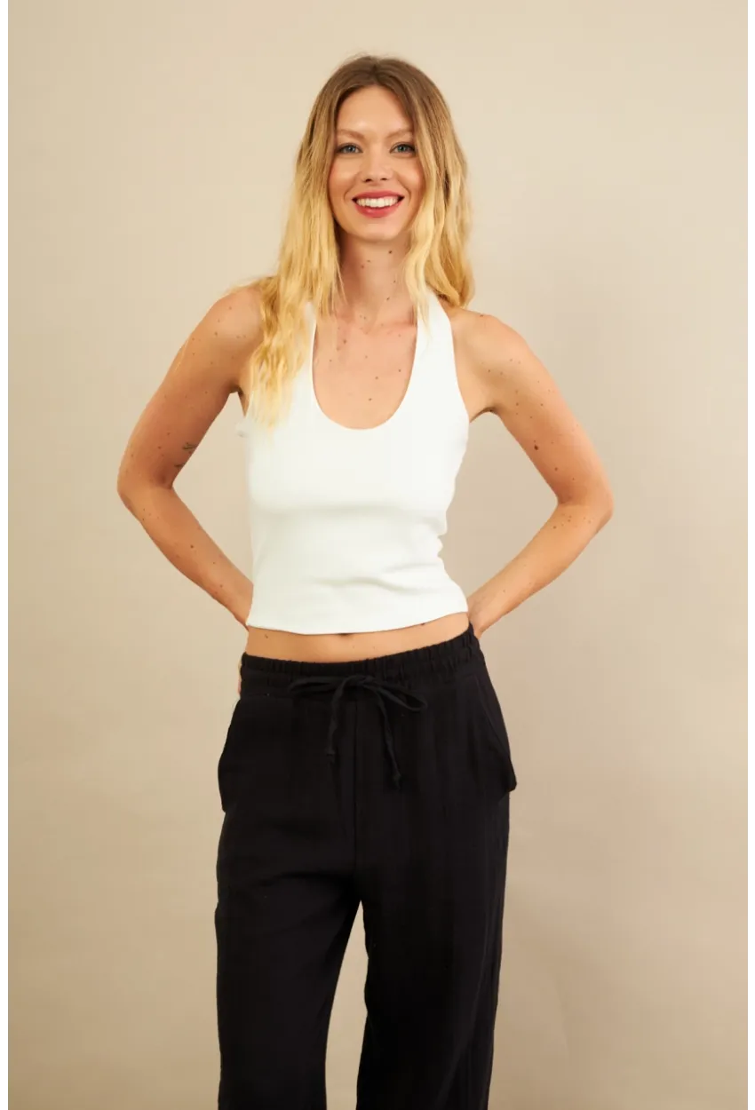 Kadın Ekru Sırtı Açık Bluz LPP1244-90