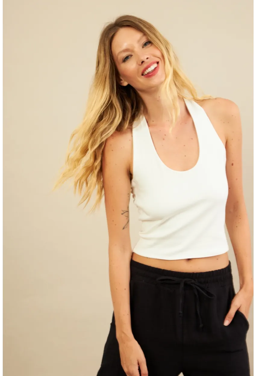 Kadın Ekru Sırtı Açık Bluz LPP1244-90