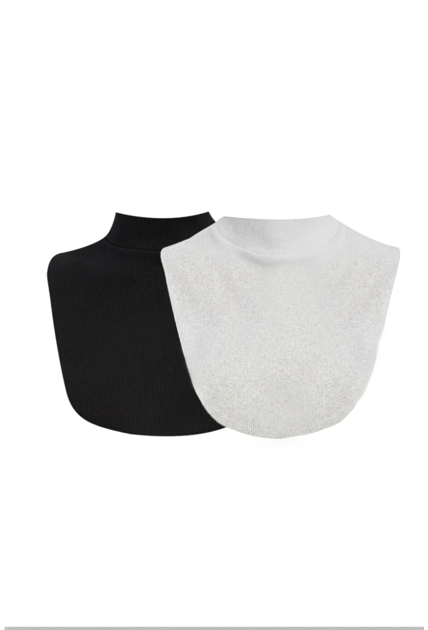 Kadın Siyah-Gri Sahte Yaka Boyunluk XL2041