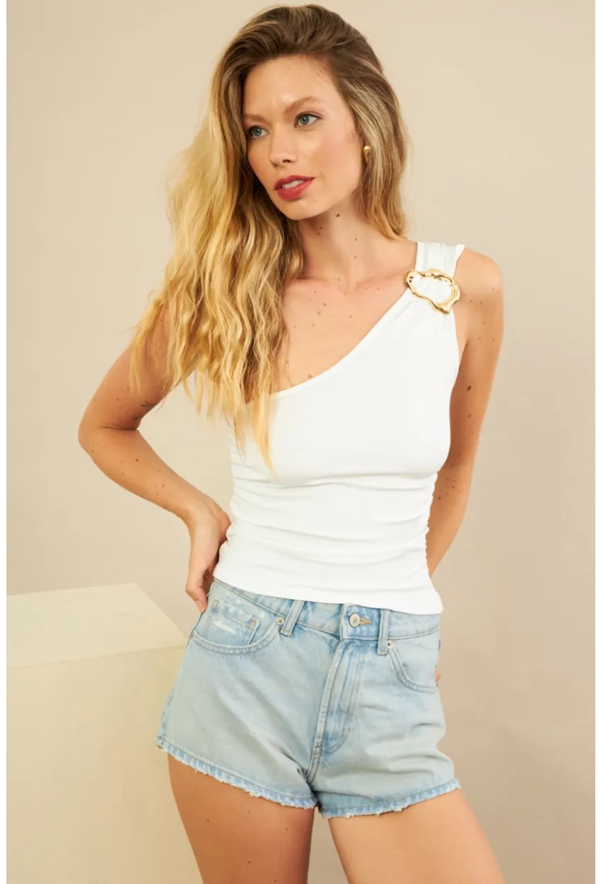 Kadın Ekru Tokalı Büzgülü Bluz AN6021