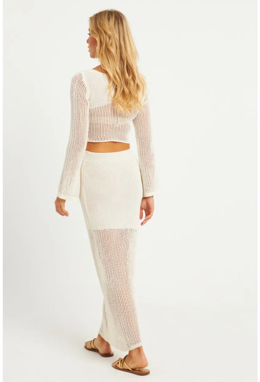 Kadın Ekru Triko Etek Takım KZ540