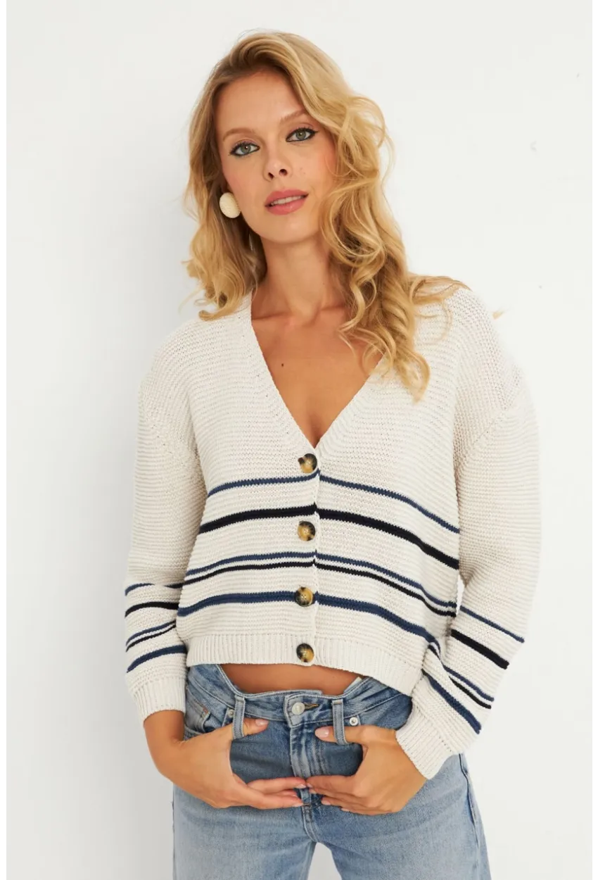 Kadın Ekru Triko Hırka MİW9571