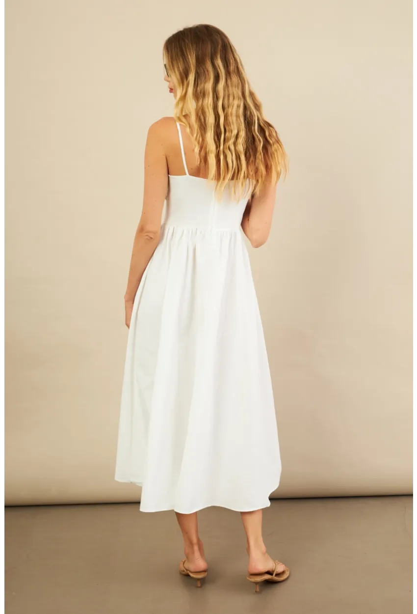 Kadın Ekru Volanlı Midi Elbise MİL4856