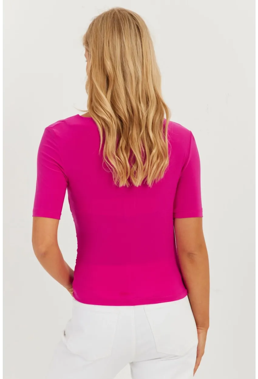 Kadın Fuşya Büzgülü Bluz YZ623