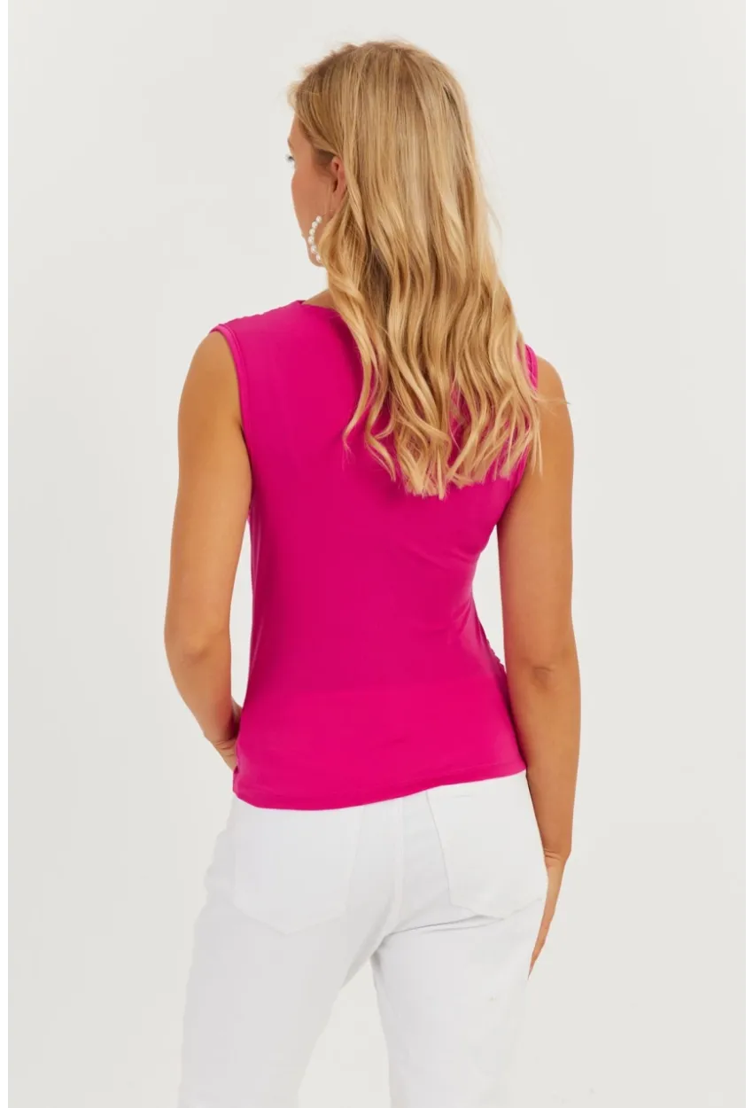 Kadın Fuşya Büzgülü Bluz YZ625