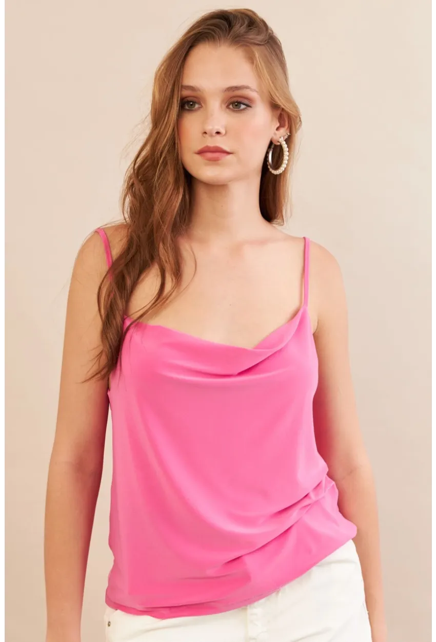 Kadın Fuşya Degaje Yaka Bluz LPP1286-90