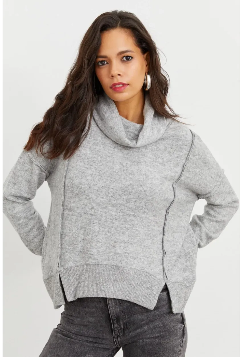 Kadın Gri Yumoş Sweatshirt İZ87