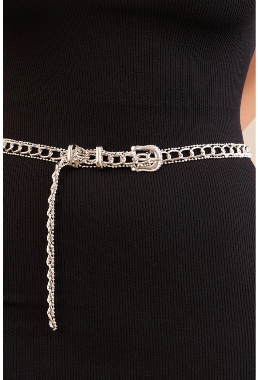 Kadın Gümüş Rengi Zincir Kemer BE717