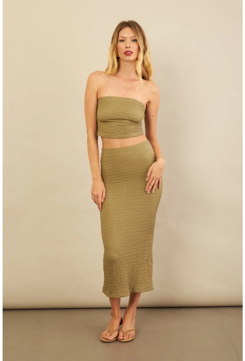 Kadın Haki Straplez Alt Üst Bubble Takım FLU340