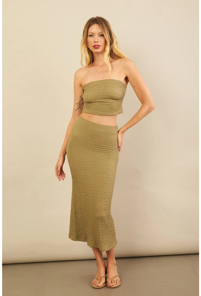 Kadın Haki Straplez Alt Üst Bubble Takım FLU340