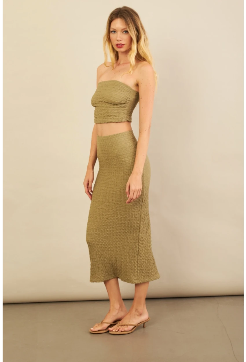 Kadın Haki Straplez Alt Üst Bubble Takım FLU340