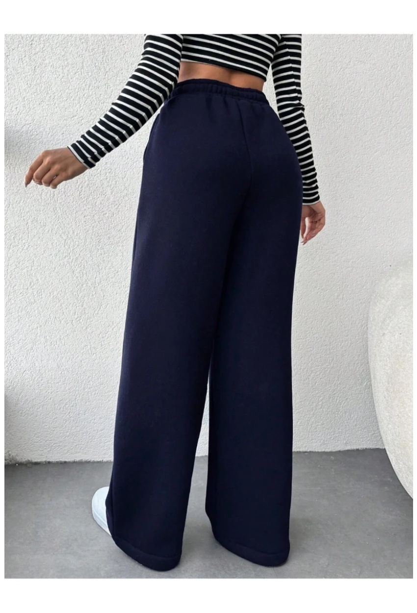 Kadın İki İplik Şardonlu Eşofman Altı Lacivert