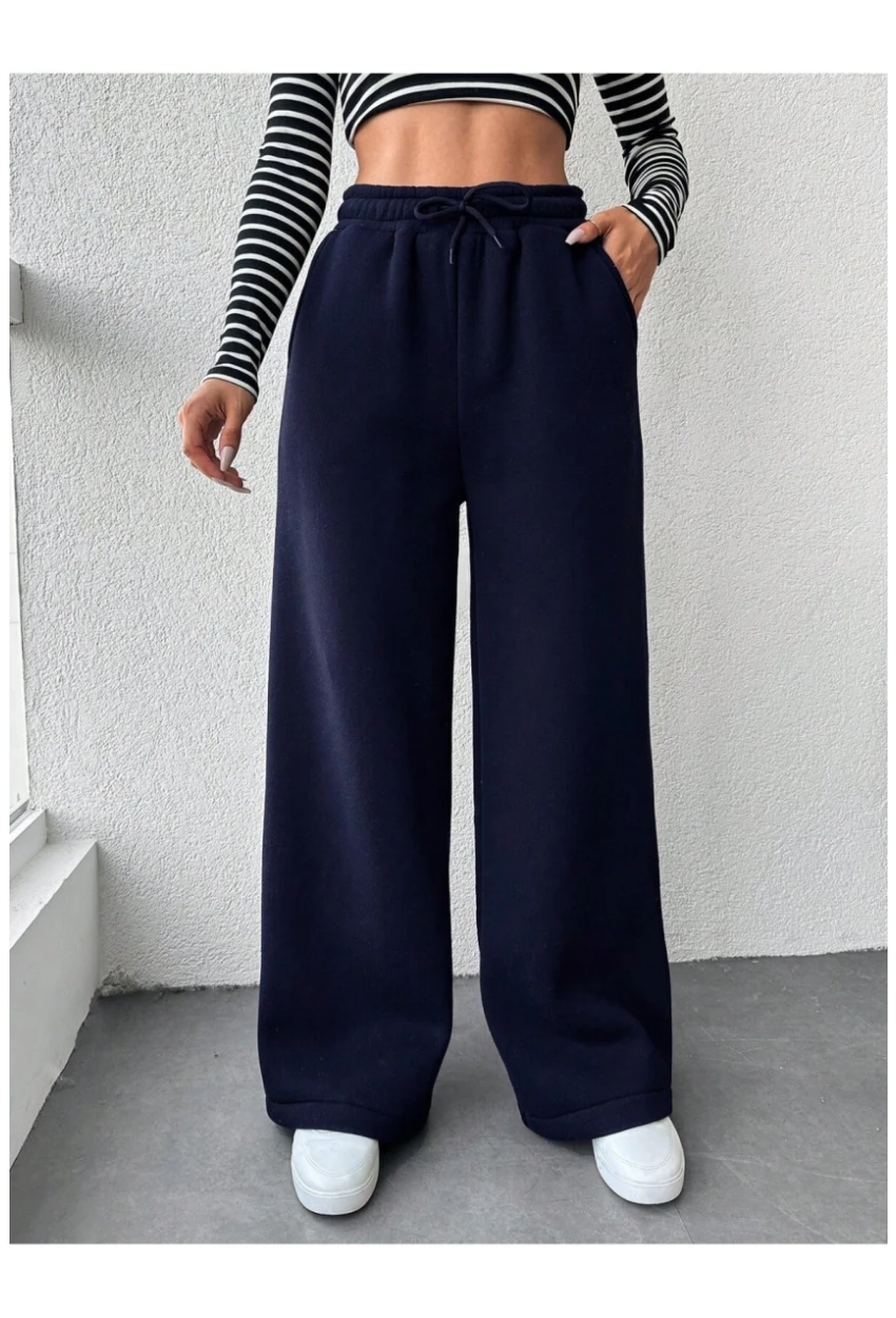 Kadın İki İplik Şardonlu Eşofman Altı Lacivert