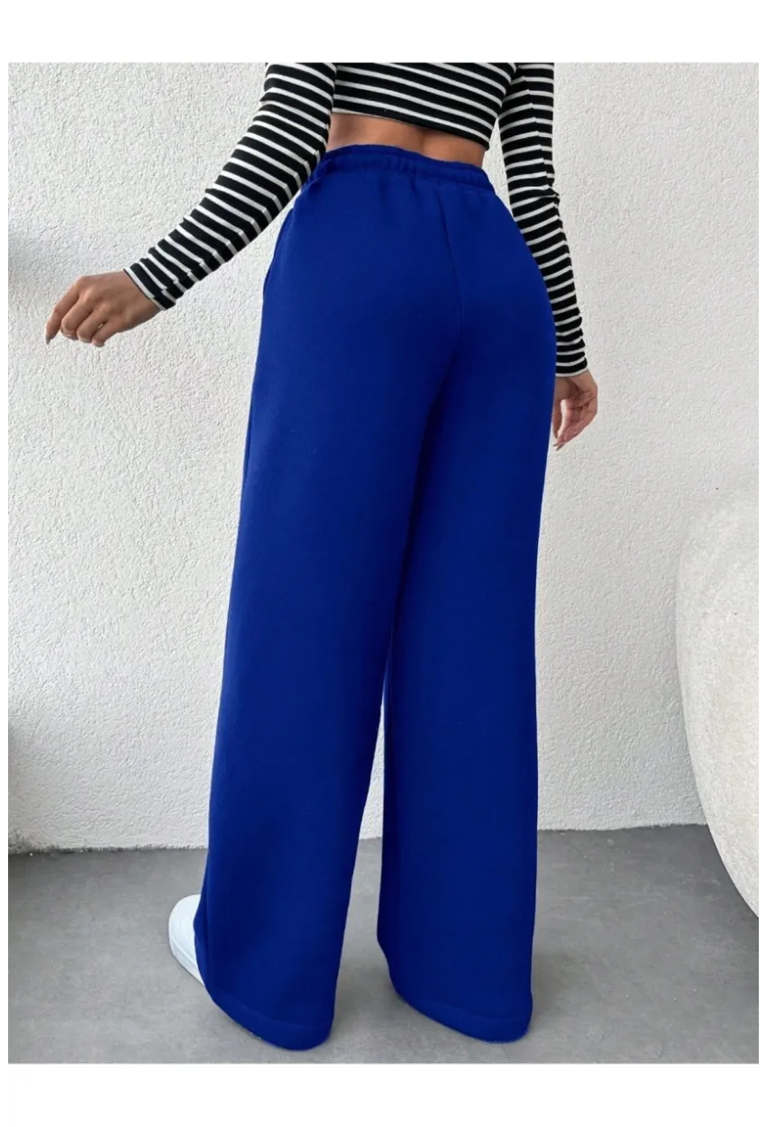 Kadın İki İplik Şardonlu Eşofman Altı Saks