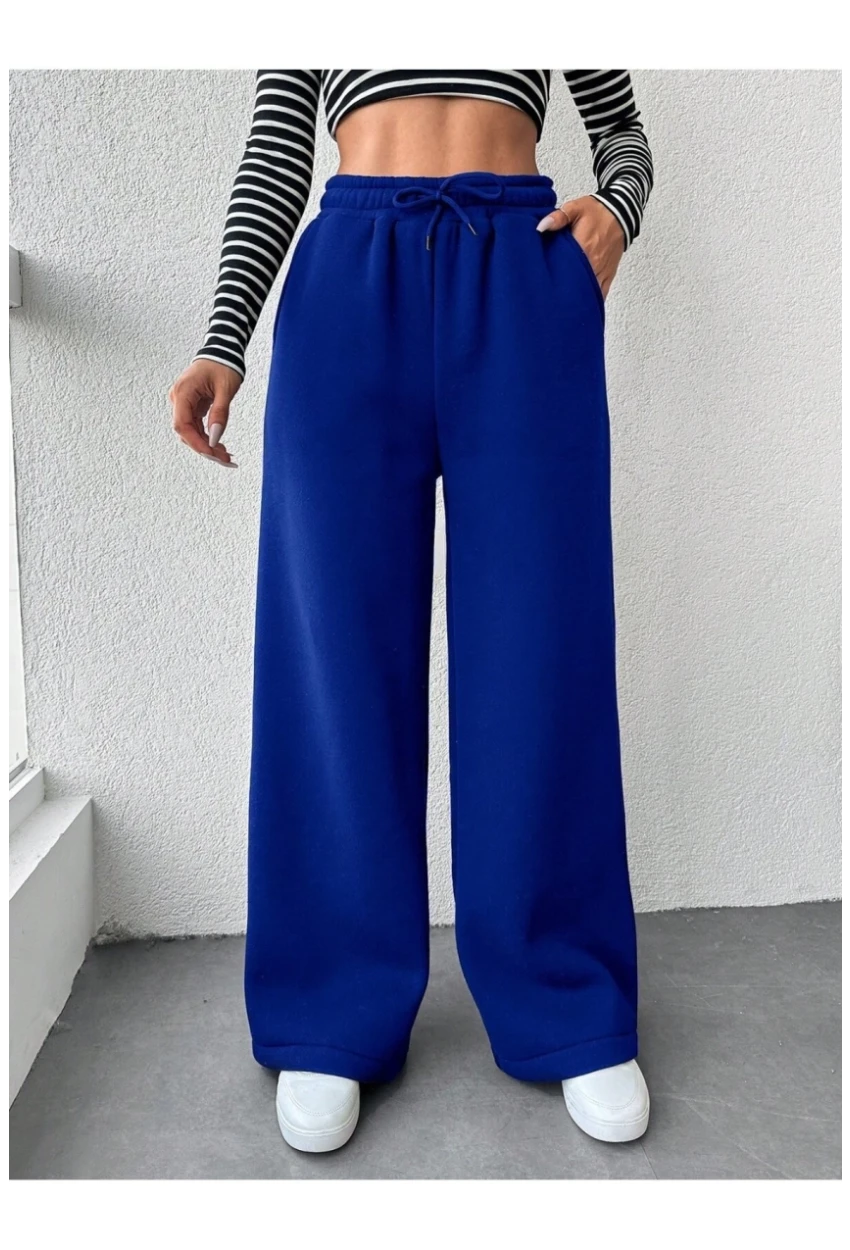 Kadın İki İplik Şardonlu Eşofman Altı Saks