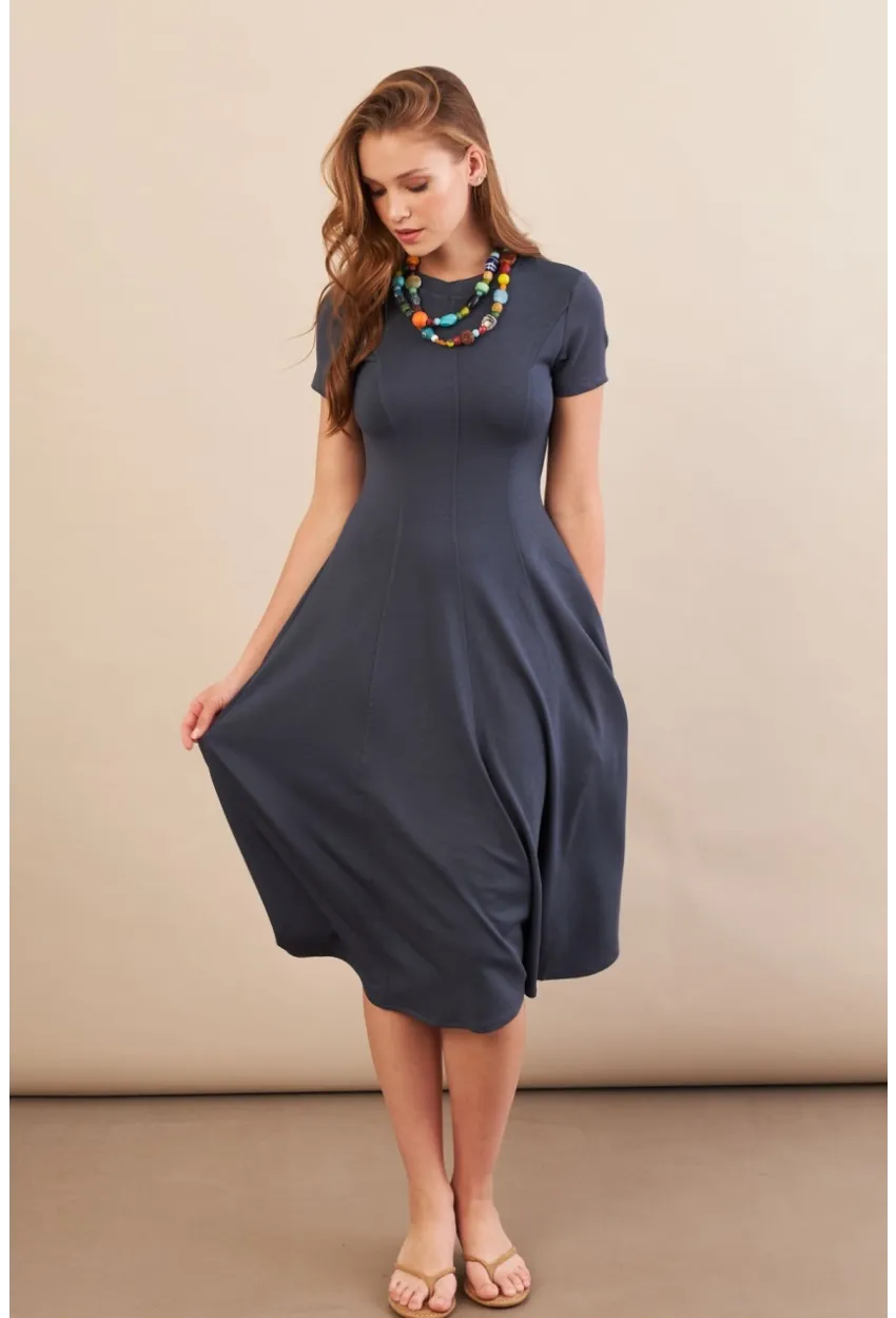 Kadın İndigo Midi Çan Elbise DMR461