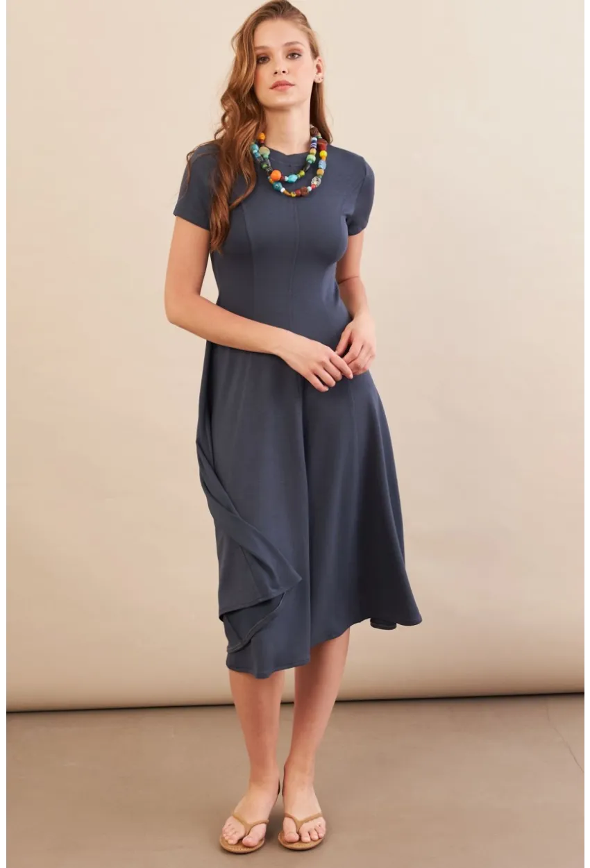 Kadın İndigo Midi Çan Elbise DMR461