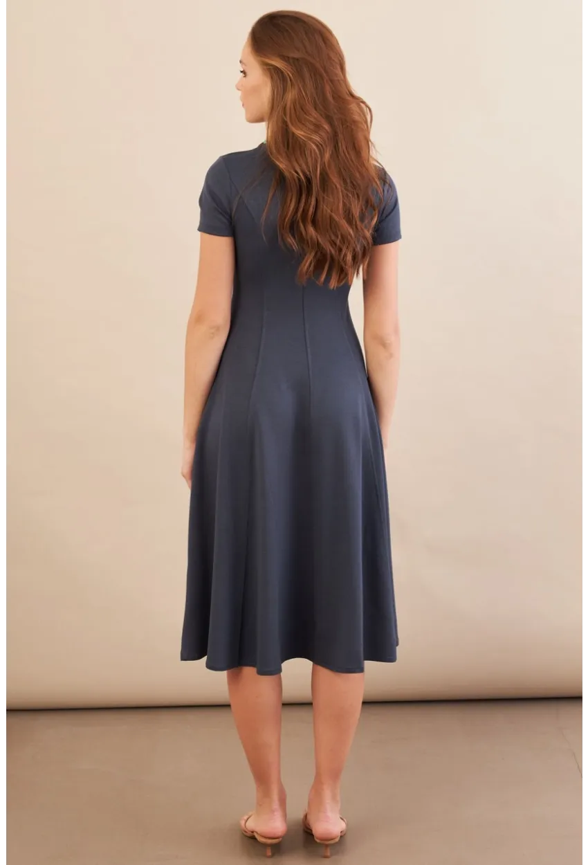 Kadın İndigo Midi Çan Elbise DMR461