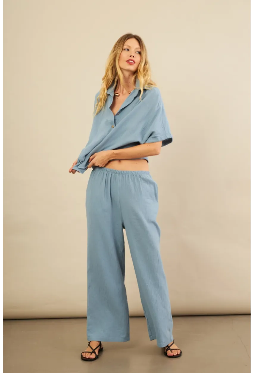 Kadın İndigo Müslin Pantolon BTY102