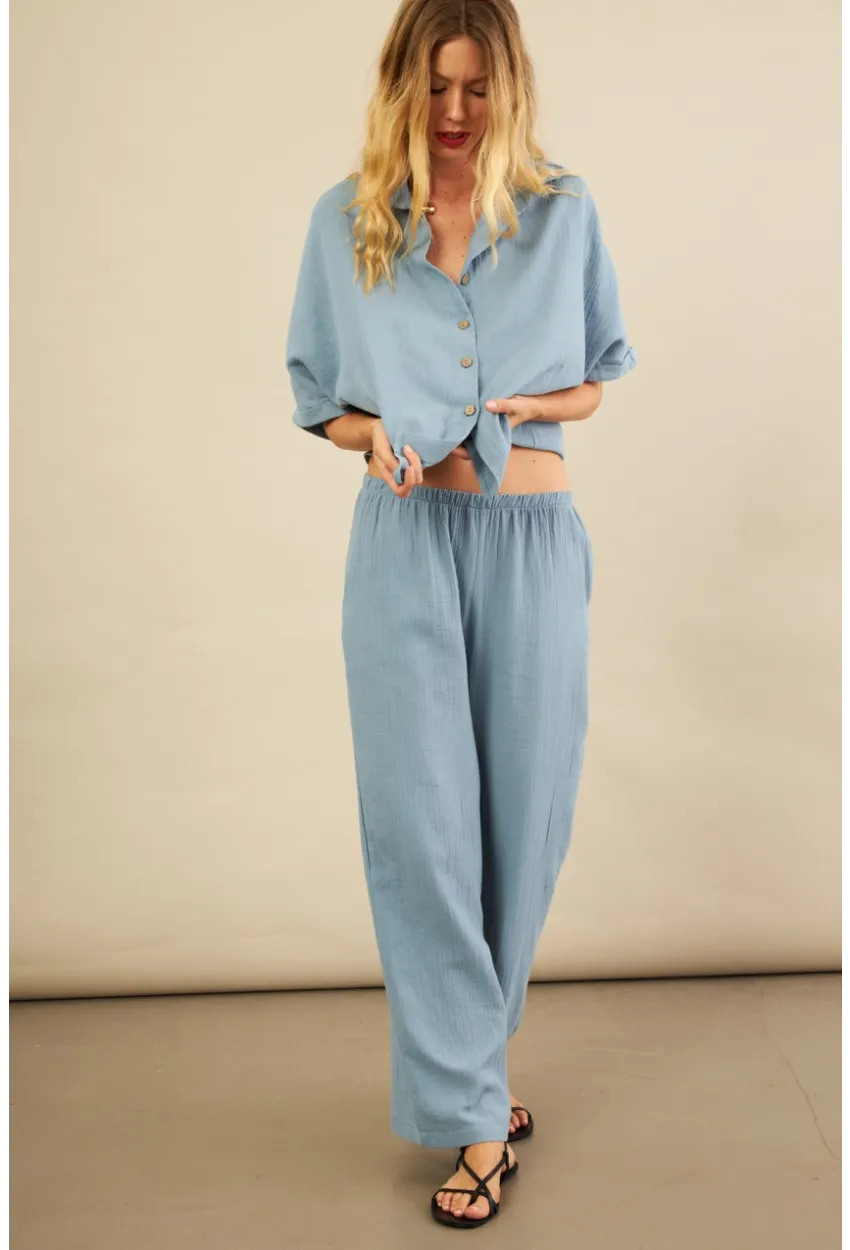 Kadın İndigo Müslin Pantolon BTY102