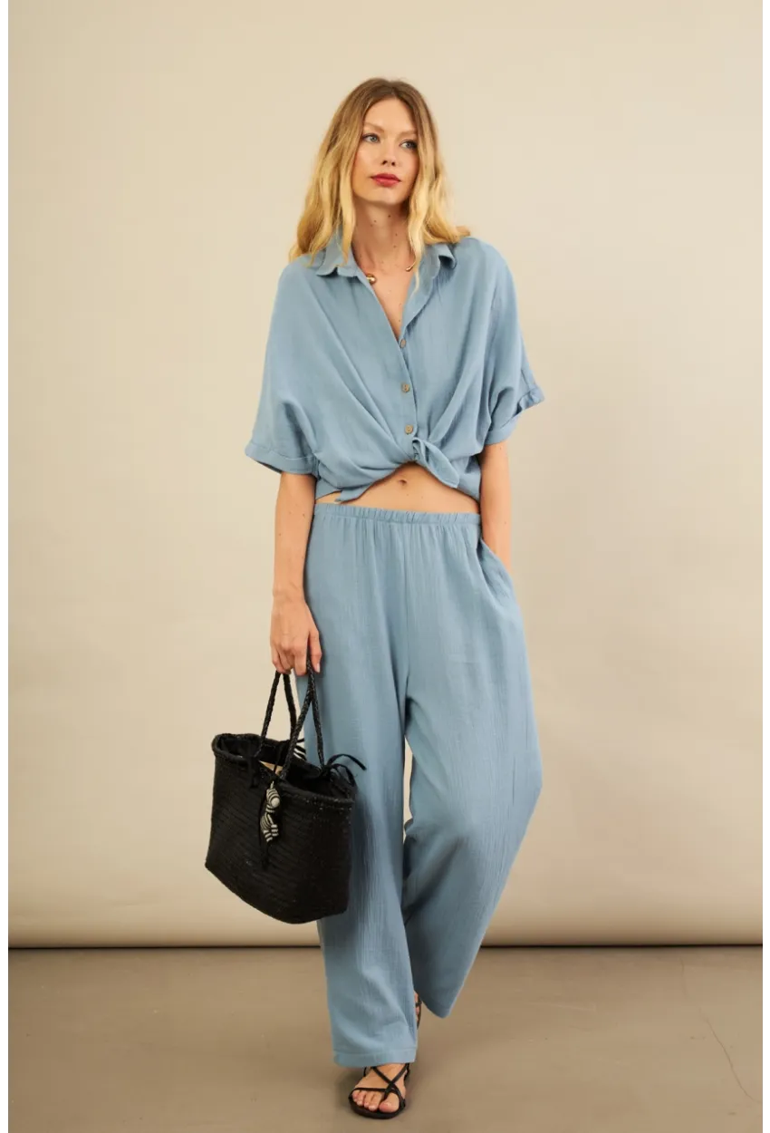 Kadın İndigo Müslin Pantolon BTY102