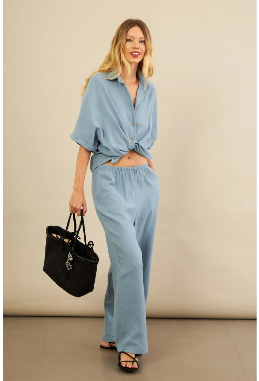 Kadın İndigo Müslin Pantolon BTY102