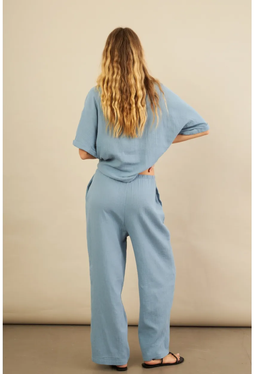 Kadın İndigo Müslin Pantolon BTY102