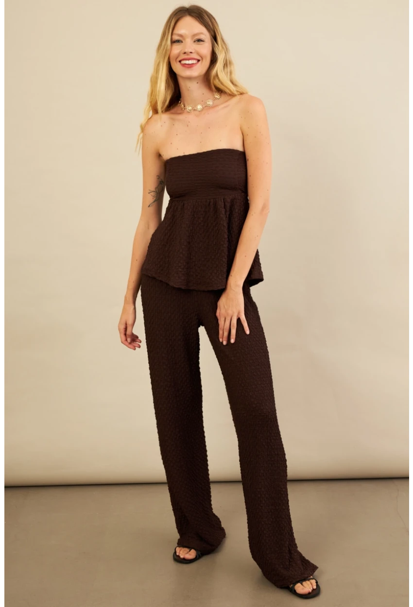 Kadın Kahverengi Bubble Alt Üst Takım FLU337