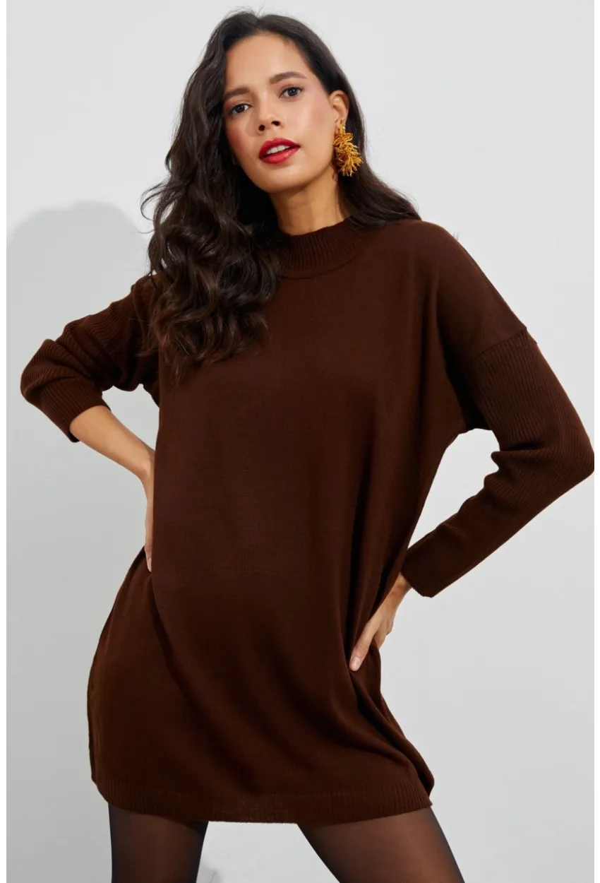 Kadın Kahverengi Triko Tunik YV110