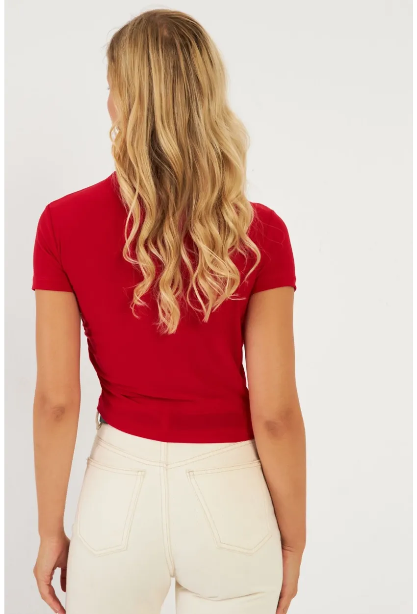 Kadın Kırmızı Büzgülü Bluz LPP1287