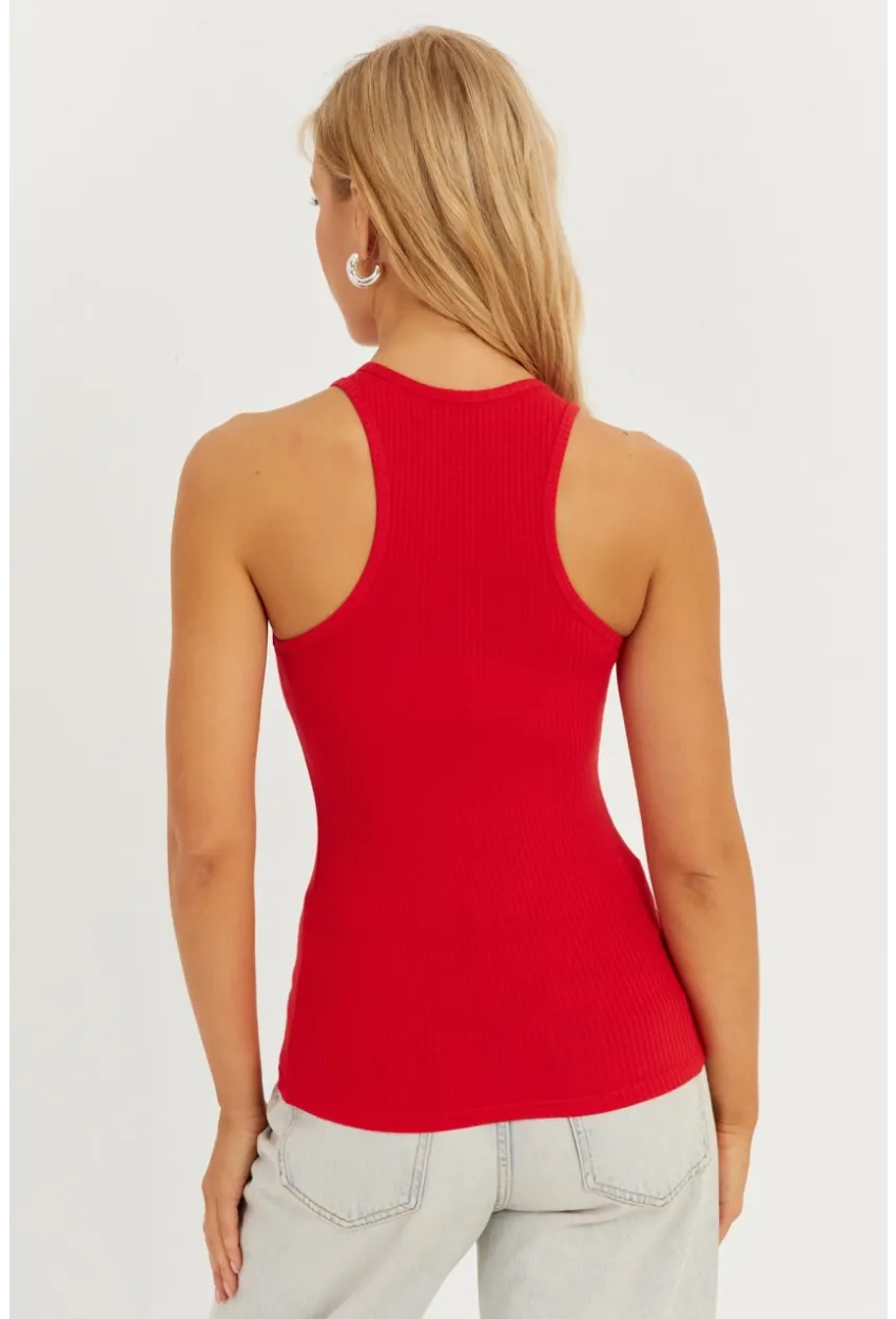 Kadın Kırmızı Halter Yaka Bluz AYD299