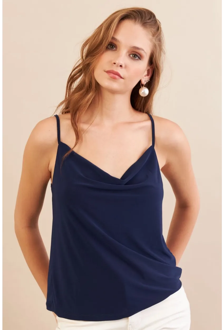 Kadın Lacivert Degaje Yaka Bluz LPP1286-90