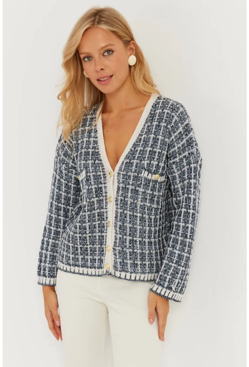 Kadın Lacivert Düğme Detaylı Hırka MİW4461