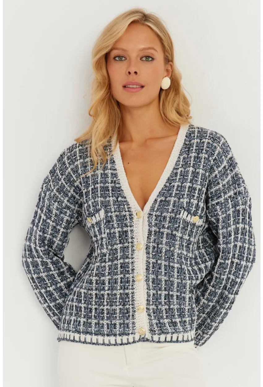 Kadın Lacivert Düğme Detaylı Hırka MİW4461