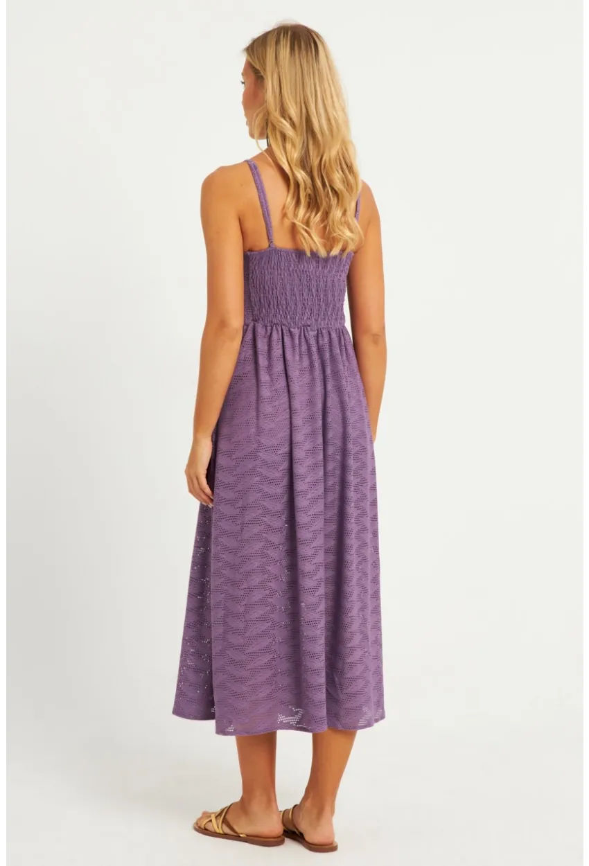 Kadın Lila Astarlı Brode Midi Elbise TW70102-90